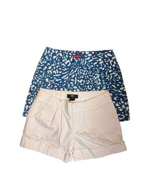 BUNDLE 2 TARGET MOSSIMO Shorts Womens SZ 4 White Cuffed MERONA Blue SZ 2